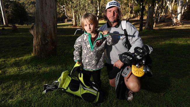 Nathan Humphris, and son Jack, 7, are upset the Stirling Golf Club is closing, pictured on July 30th, 2024. Picture: Tom Huntley