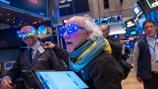 Traders work on the floor of the New York Stock Exchange on the last day of trading for the year. Picture: Spencer Platt/Getty Images