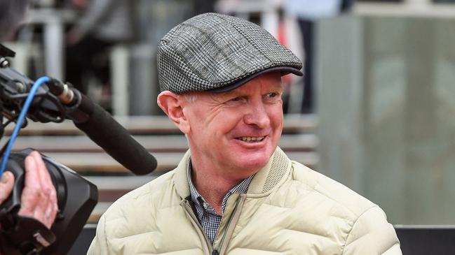 Trainer Phillip Stokes after his horse Twin Perfection won the James Miller Handicap at Moonee Valley Racecourse on August 12, 2023 in Moonee Ponds, Australia. (Photo by Brett Holburt/Racing Photos via Getty Images)