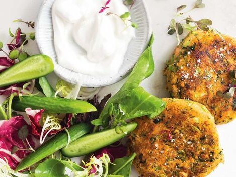 Salmon, chia and broccoli fish cakes.