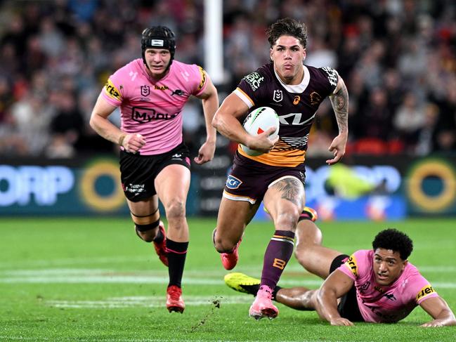 Reece Walsh produced some magic in the first half, cutting the Panthers open to score a try. Picture: Getty Images