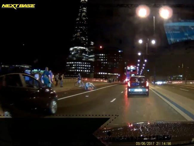 Dashcam video showing victims of the London Bridge attack. Source: Radoslav Petrov/YouTube