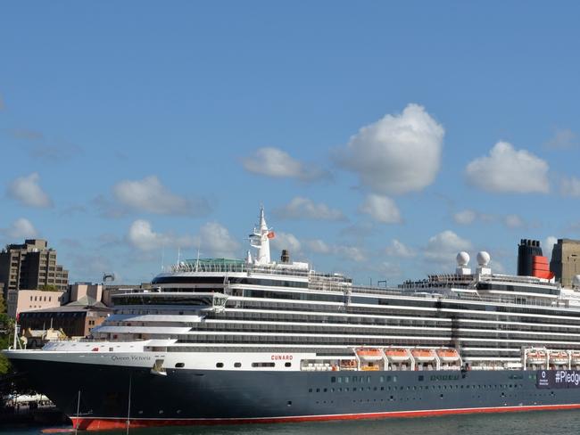FREE IMEAGES FOR USE IN EDITORIAL AND ONLINE ONLY - MUST CREDIT IMAGES BY JAMES MORGAN IF USED OR ISSUED - TUESDAY 8TH MARCH 2016 - SYDNEY, AUSTRALIA Cunard's Queen Victoria liner  is marking International Women's Day with a #PledgeForParity banner displayed on its hull in Sydney today.The banner is a prelude to a special lighting display tonight, which will see Queen Victoria illuminated in purple at Circular Quay, reflecting the internationally recognised colour for women's rights.A special function will be hosted onboard the ship during the evening, bringing together scores of Australia's leading women from a range of fields. The event will be hosted by Ann Sherry, who was named the overall winner in the 2015 Australian Financial Review and Westpac 100 Women of Influence Awards and is the Executive Chairman of Carnival Australia, which accounts for seven of the world's leading cruise lines in Australia, including Cunard.Queen Victoria's overnight visit to Sydney comes during her 120-night world voyage, which will see her spend almost three weeks in Australian waters.