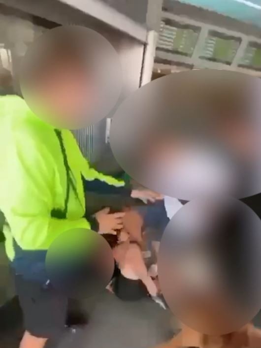 Still from shocking footage of a brutal bashing at a Gold Coast train station. Picture: Supplied