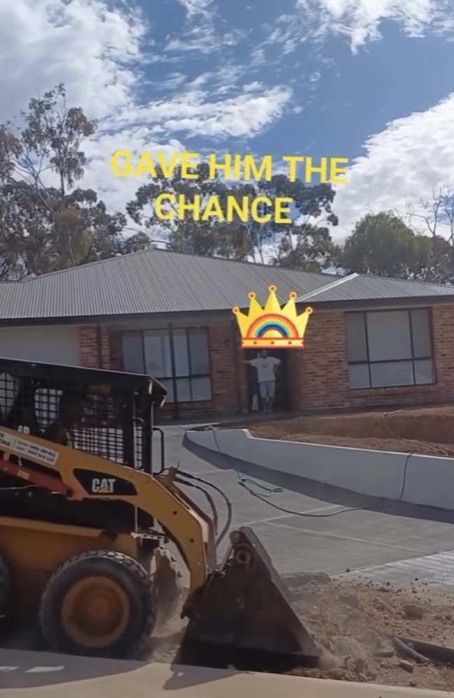 Damian Hallett bulldozes a driveway. Picture: Instagram