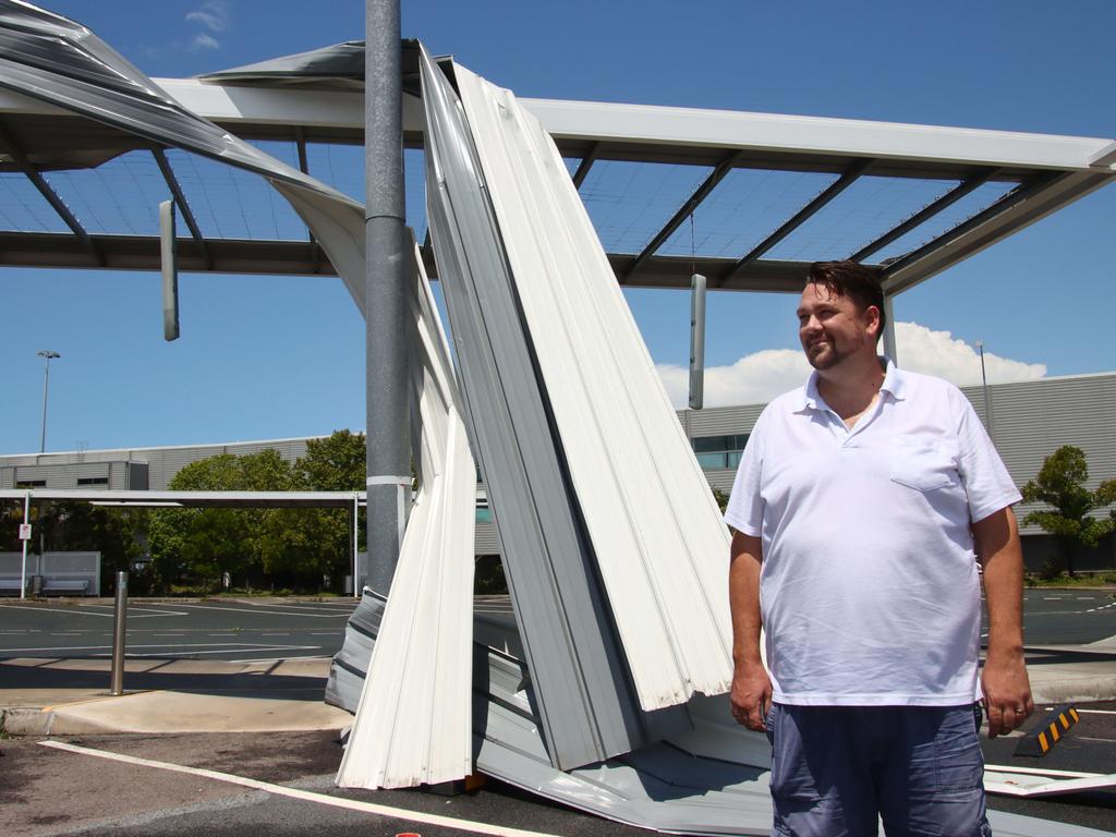 Brendan Smith was sitting in his van when the tornado landed at the International Airport on Friday. Picture: David Clark