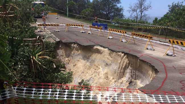 A road has been closed at Sunrise Beach after a road gave way this morning.