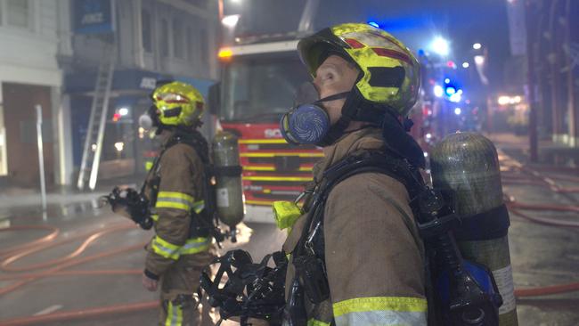 Overnight fire at the Brunswick Hotel in Liverpool Street Hobart. Picture: Tasmania Fire Service