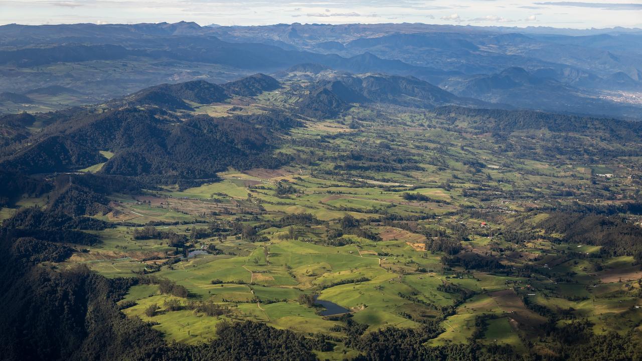 An aerial shot of where the Colombian National Police have a purpose built anti-narcotics training camp southwest of Bogota named Cenop. Picture: Jason Edwards