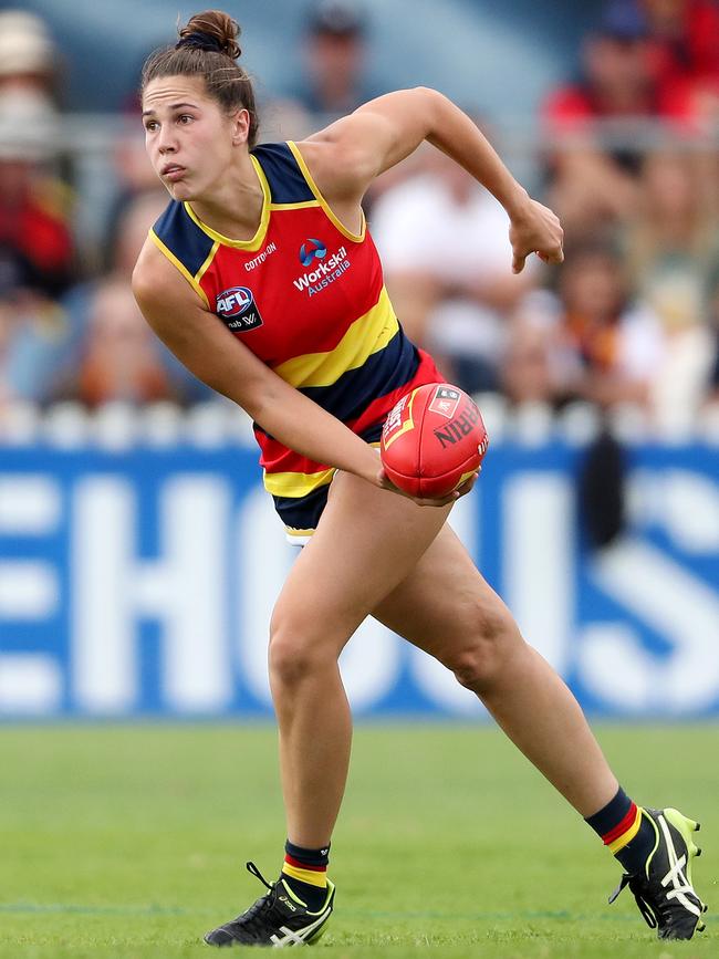 Crows defender Najwa Allen is looking forward to playing on Adelaide Oval. Picture: Getty Images