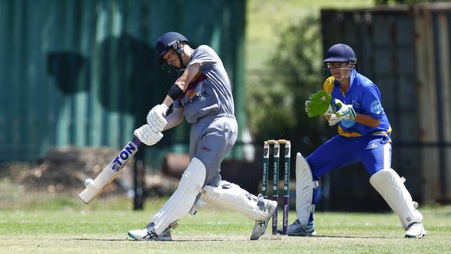 Tremayne Small batting for Stockton. Picture: Michael Gorton