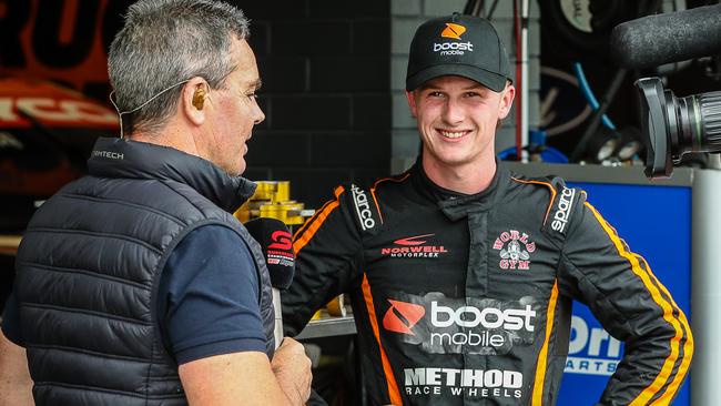 Queenslander Nash Morris (right) with Supercars legend Craig Lowndes is a national series winner and the son of Bathurst 1000 winner Paul Morris. Picture: Pace Images.