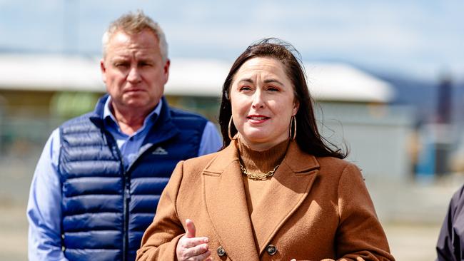 Tasmanian Premier Jeremy Rockliff with Tourism Industry Council Tasmania CEO, Amy Hills. Picture: Linda Higginson