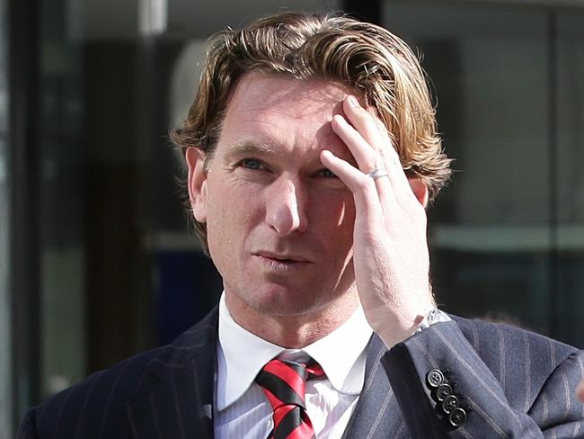 James Hird leaves Federal Court at lunch on Wednesday. Picture: Hamish Blair