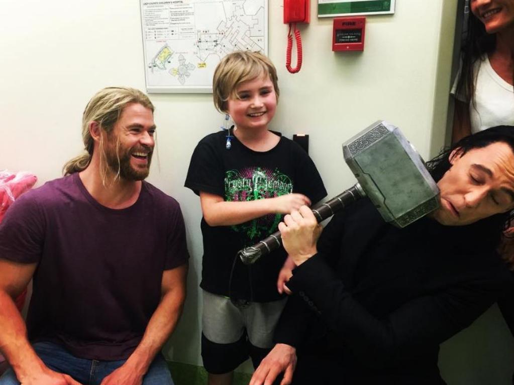 Chris Hemsworth and Tom Hiddleston in Brisbane, "Met the real superheroes of the world at Lady Cilento Children's Hospital. A huge shout out to all the brave kids who are an inspiration to all of us!" Picture: Instagram