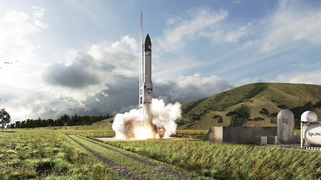 A mock-up of a rocket launch at Bowen Orbital Space Port.