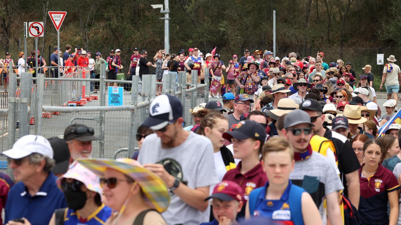 Crowds at the AFLW grand final, Springfield. Picture: Liam Kidston