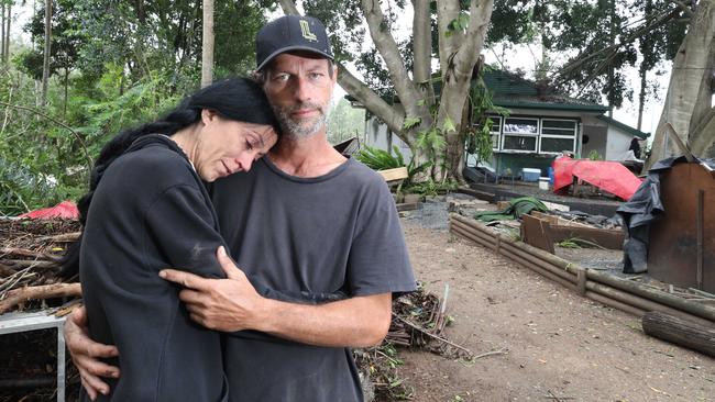 Kriedeman Rd at Guanaba was unrecognizable after storms then floods tore through the area. Lauren and Michael Bulman devastated after storms then floods tore through their property. Picture Glenn Hampson