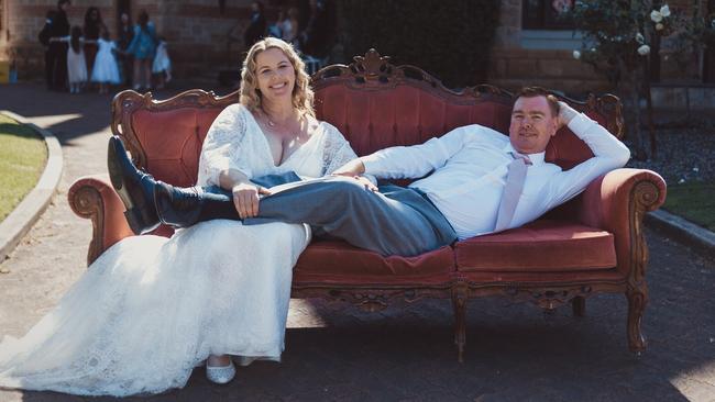 Kylie Nankivell and Craig Anthony Burford during the day at Carclew House, North Adelaide. Picture: Dan Glasgow