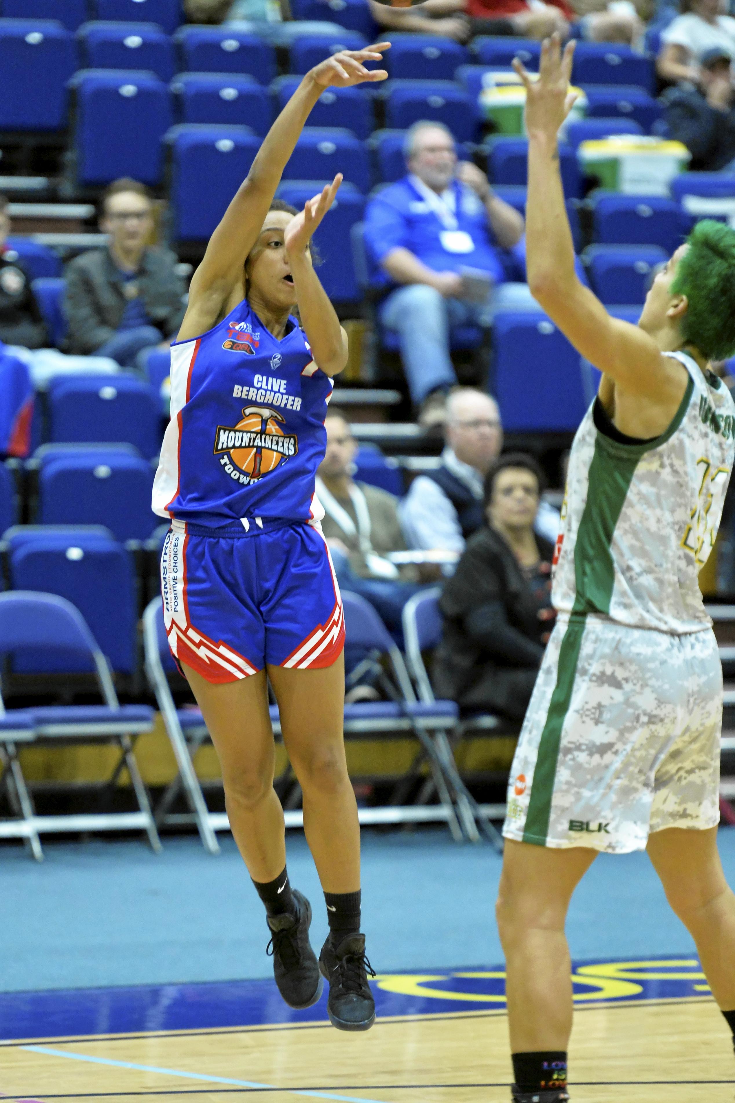 Jorja Bolton of Toowoomba Mountaineers against Ipswich Force in QBL women round seven basketball at USQ's Clive Berghofer Recreation Centre, Saturday, June 9, 2018. Picture: Kevin Farmer