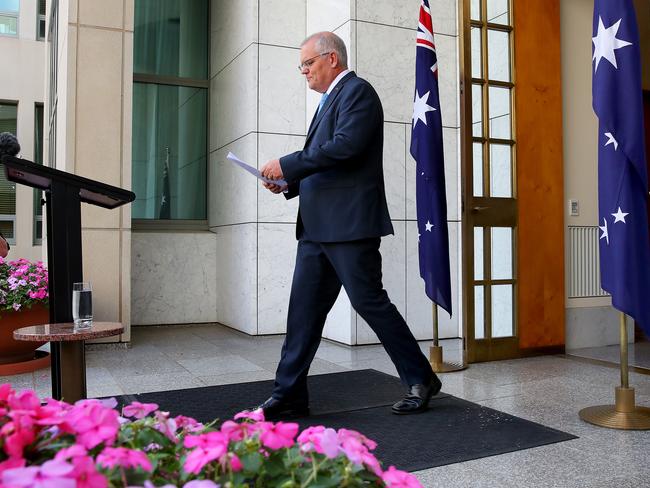 ScoMo in the Prime Minister's courtyard at Parliament House. Picture: Toby Zerna