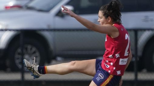 Old Scotch goalscorer Eloise Defina in action during the VAFA Premier Women's season. Picture: VAFA HQ