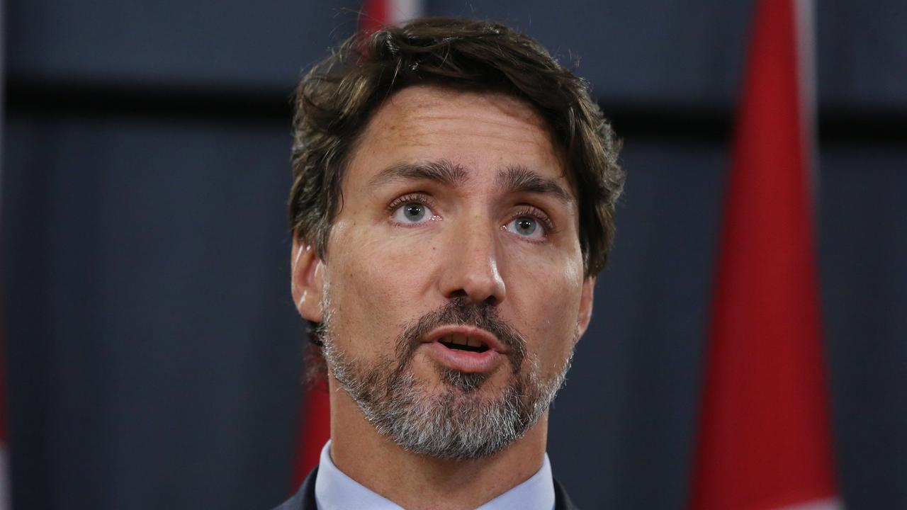 Canadian PM Justin Trudeau is self-isolating after his wife Sophie Gregoire Trudeau began to show ‘flu-like symptoms’ on Wednesday. Picture: Dave Chan/AFP