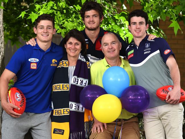 Brayshaw Brothers. Debra and Mark Brayshaw with there three sons, Hamish Brayshaw, Angus Brayshaw and Andrew Brayshaw. Picture:David Smith