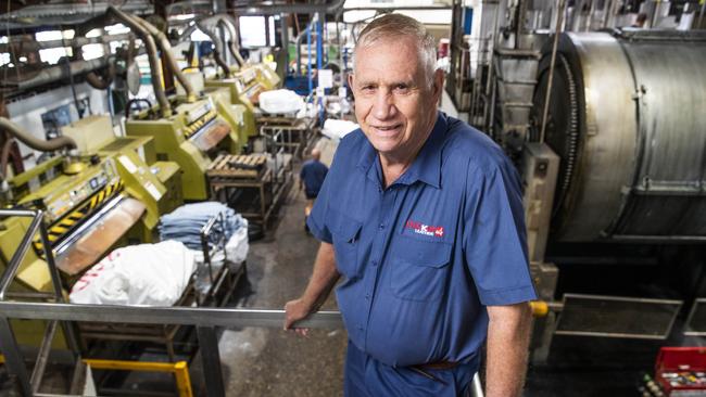 Lindsay Packer, of Packer Leather, at the family's Narangba tannery. Picture: Lachie Millard