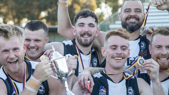 Kilburn players celebrate their 2023 division five premiership. Picture: Kilburn Football Club