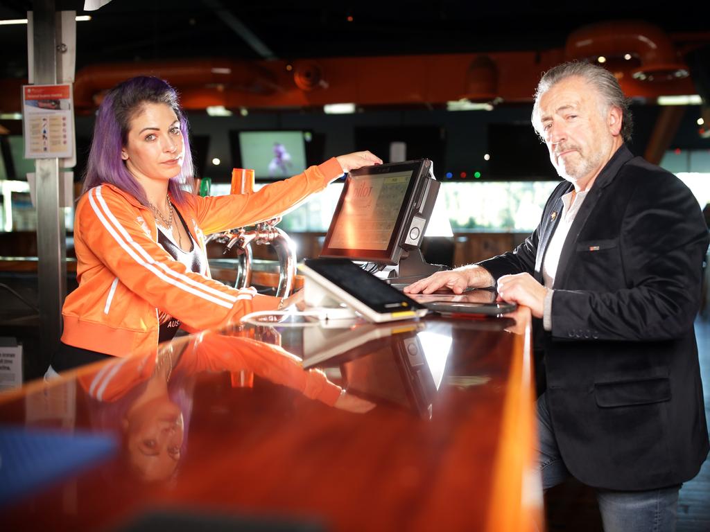 Then manager Lauren Borg and owner Sydney Borg at the former Hooters of Parramatta. Picture: Christian Gilles