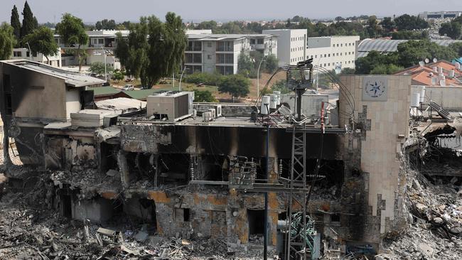 An Israeli police station that was damaged during battles to dislodge Hamas militants who were stationed inside. Picture: AFP