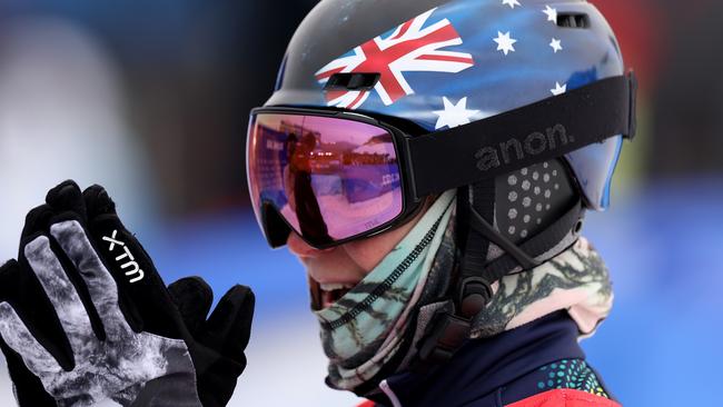 BEIJING, CHINA - MARCH 11: Ben Tudhope of Team Australia competes in the Men's Banked Slalom Snowboard SB-LL2 during day seven of the Beijing 2022 Winter Paralympics at Zhangjiakou Genting Snow Park on March 11, 2022 in Beijing, China. (Photo by Lintao Zhang/Getty Images)