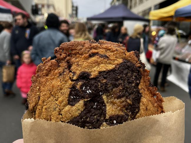 A classic choc chip cookie from Nectar Eater at the Hobart FarmGate Market. Picture Alix Davis for TasWeekend Indulge col