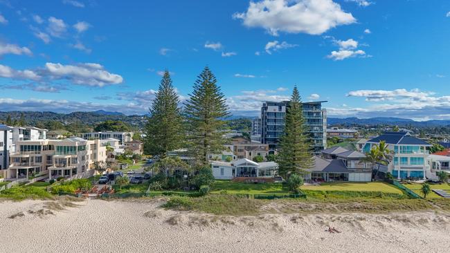 This absolute beachfront site with three homes on it at Palm Beach has sold for more than $40m in Queensland’s biggest single residential transaction.