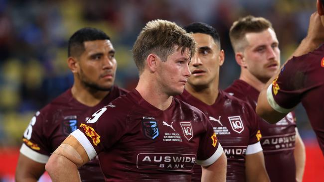 A dejected Harry Grant after losing Game 1 of the 2021 State of Origin Series between Queensland and NSW at Queensland Country Bank Stadium, in Townsville. Pics Adam Head