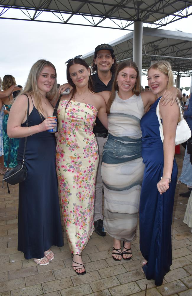 Kaesha, Keira, Sarah, Zoe and Dylan at the 91.1 Hot FM Ladies Oaks Day 2025.