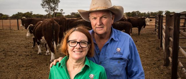 Big players: Jackie and Tony Williams at Mount Barry Station at Coober Pedy.