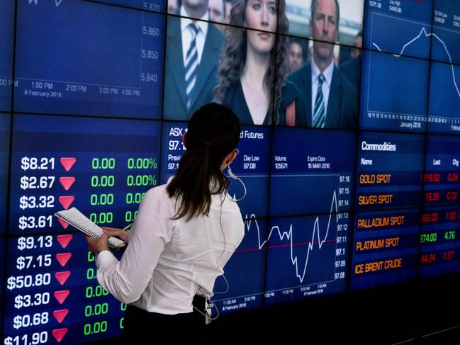 Market trading boards are seen at the Australian Securities Exchange in Sydney, Friday, February 9, 2018. ( AAP Image/Ben Rushton) NO ARCHIVING