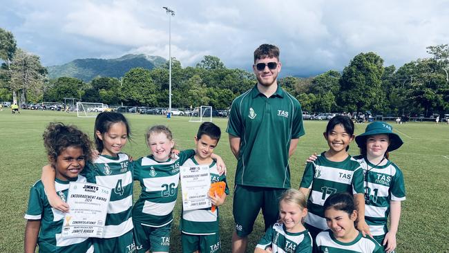 TAS under-8/9 playersAmy Goodwin, Naomi Tsang, Ellie Nicholson, Amelia Mackedie, Amelie MacDonald, Annabella Brown, Hanako Hamaoka, Mia Pickering and coach Matthew.