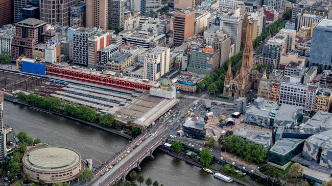 Federation Square and Flinders Street Station.