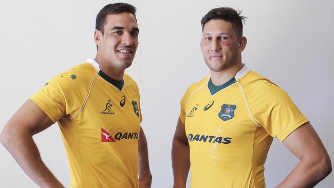 Wallabies tall timber Rory Arnold (left) and Adam Coleman will take on Argentina at Twickenham.