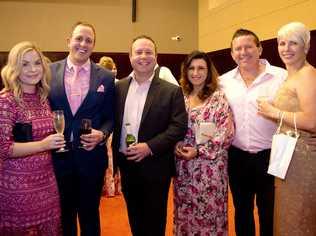 Pretty in Pink Gala guests, from left; Samantha Walker, Daniel Burrett, Scott Butler, Sally Harvey, Brett Harvey and Selena Park. The function raised funds for Toowoomba Hospital Foundation. Picture: Bev Lacey