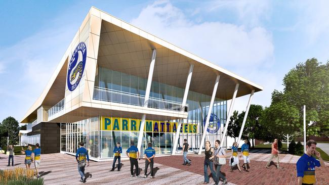 The entrance of the future Parramatta Eels high-performance centre at Kellyville Park.