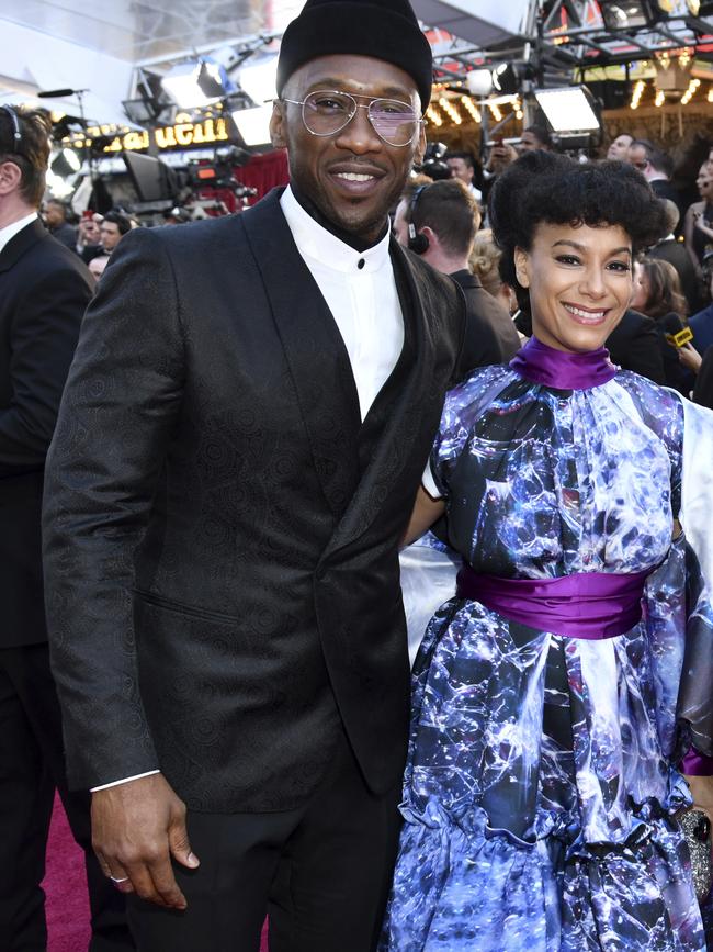 Mahershala Ali, left, and Amatus Sami-Karim, arrive at the Oscars. Picture: AP