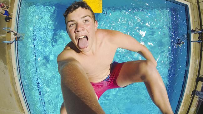 Lewis Cooper of South Grafton gets way above the Grafton diving pool back in 2014.