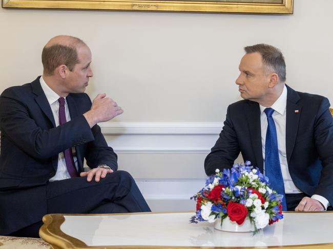 Prince William later met with the President of Poland, Andrzej Duda. Picture: Getty Images