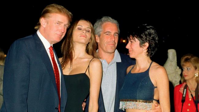 Ghislaine Maxwell with Jeffrey Epstin, Donald Trump and his then girlfriend Melania . Picture: Getty Images.