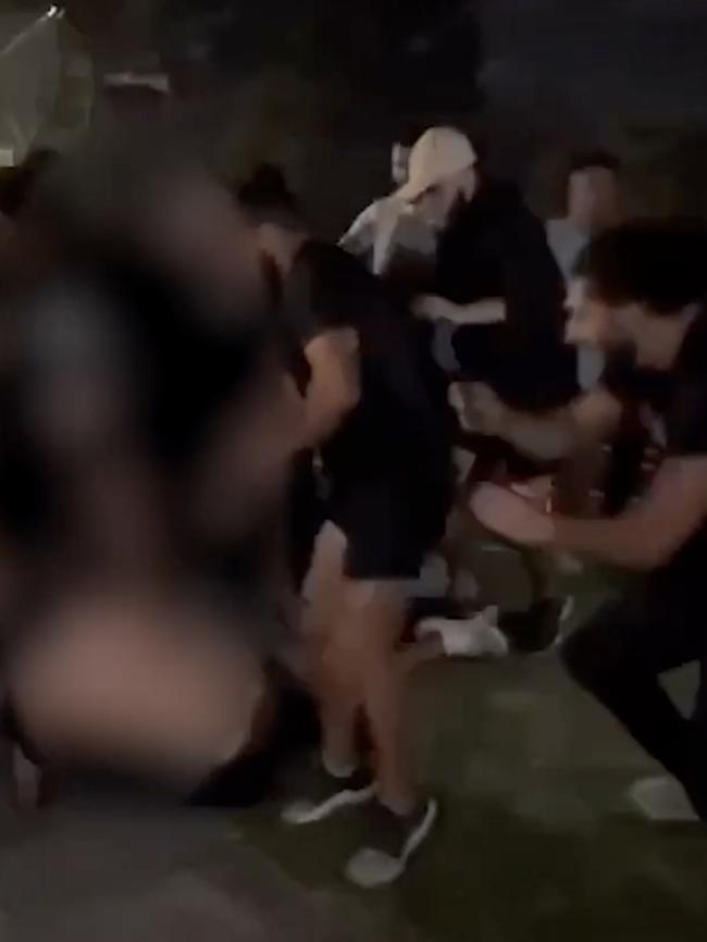 Image from the video of the Guildford brawl.