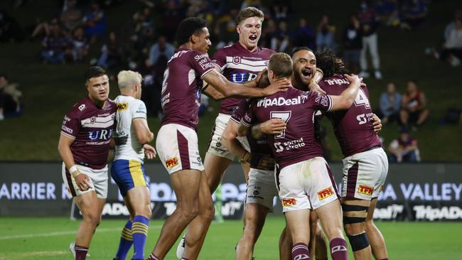 Manly are a dark horse for the premiership with their fifth game scoring 50 plus points. Picture: Getty Images.